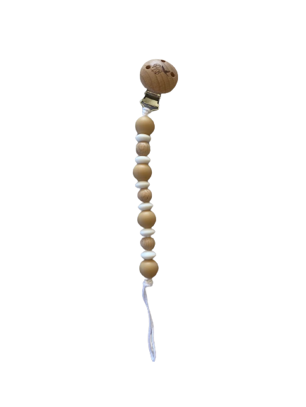 Silicone Dummy Clip – Oatmeal | Plush Bubs