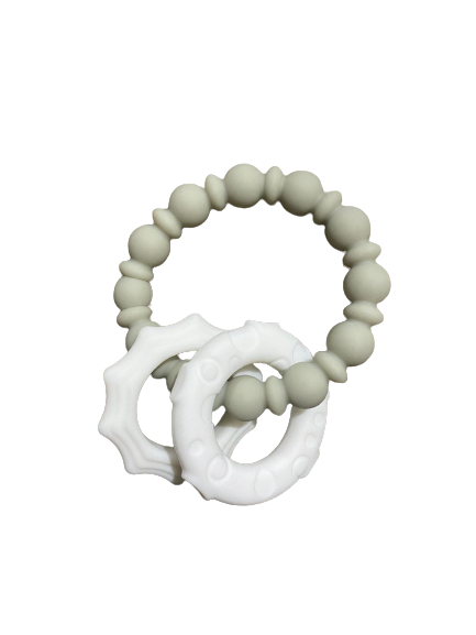 Plush Bubs Grey and White Silicone Ring Teether