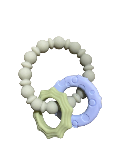 Plush Bubs Sage and Blue Silicone Ring Teether