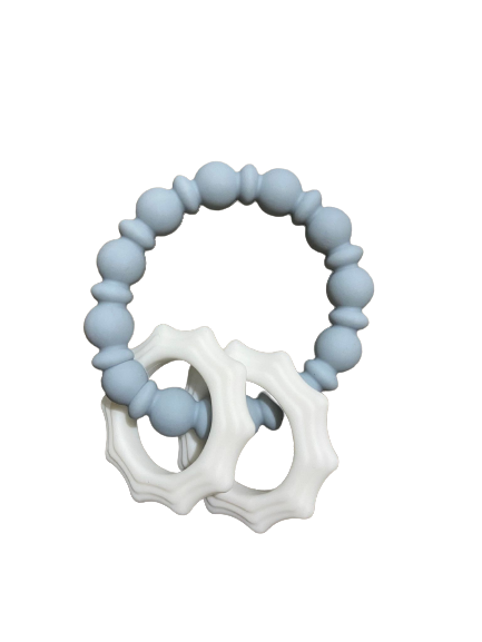 Plush Bubs Essential Blue and White Silicone Ring Teether