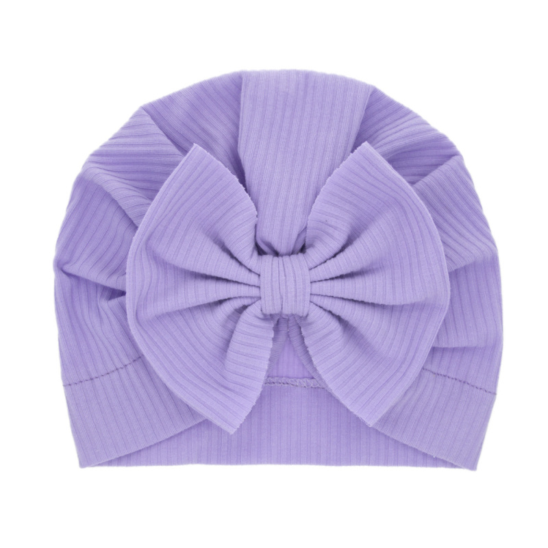Sweet Ribbed Bow Bonnet – Violet with bow for newborns and toddlers